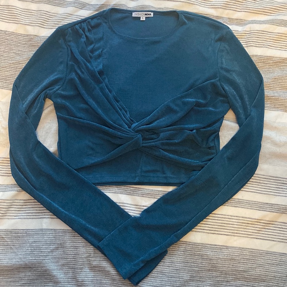 Teal Fashion Nova crop top